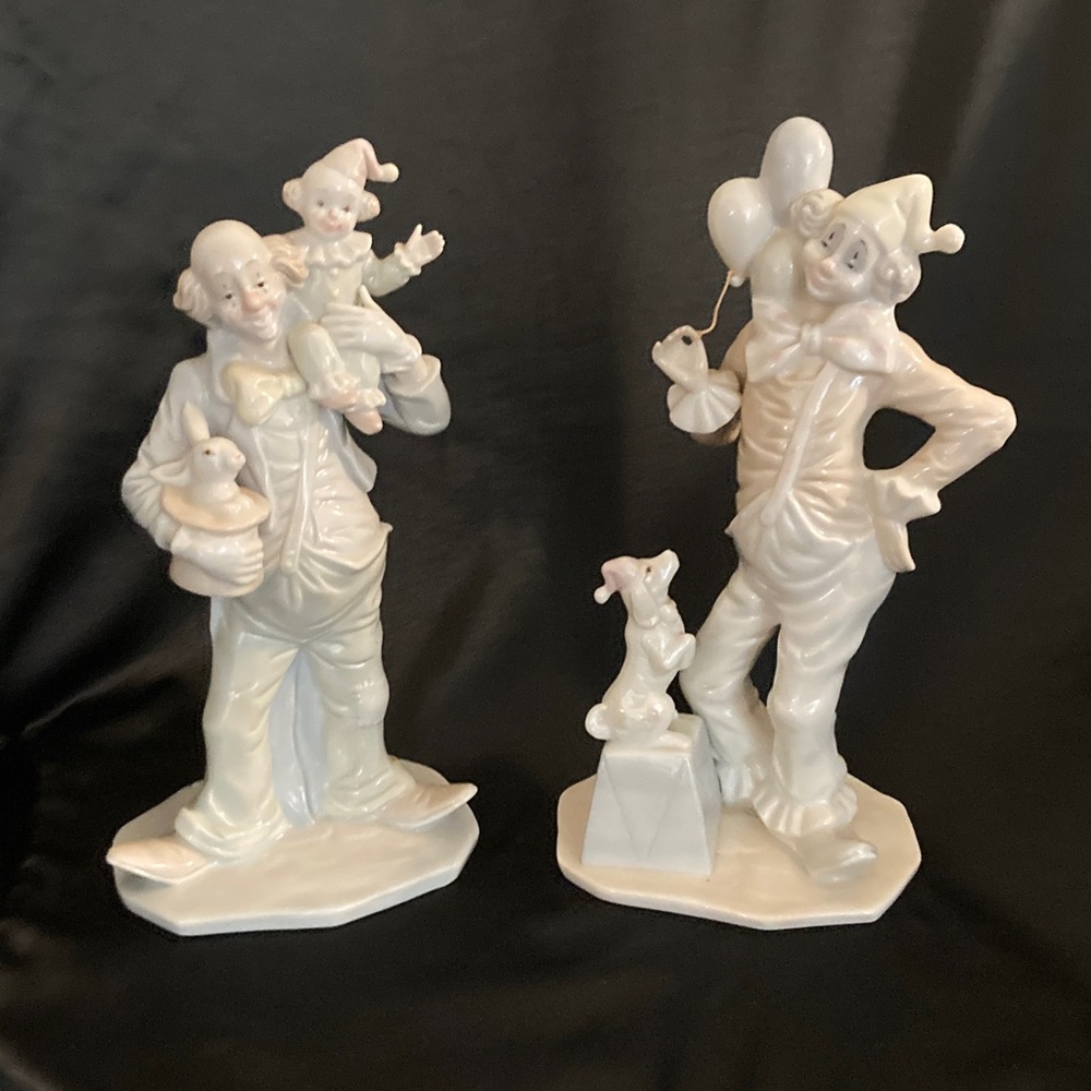 Pair of Vintage Porcelain Clown Figurines